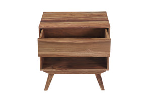 Porter Designs Porter Fusion Solid Sheesham Wood Nightstand Table - Mid-century Modern Design With Flared Legs Light Brown Wood 04-117-04-6750n