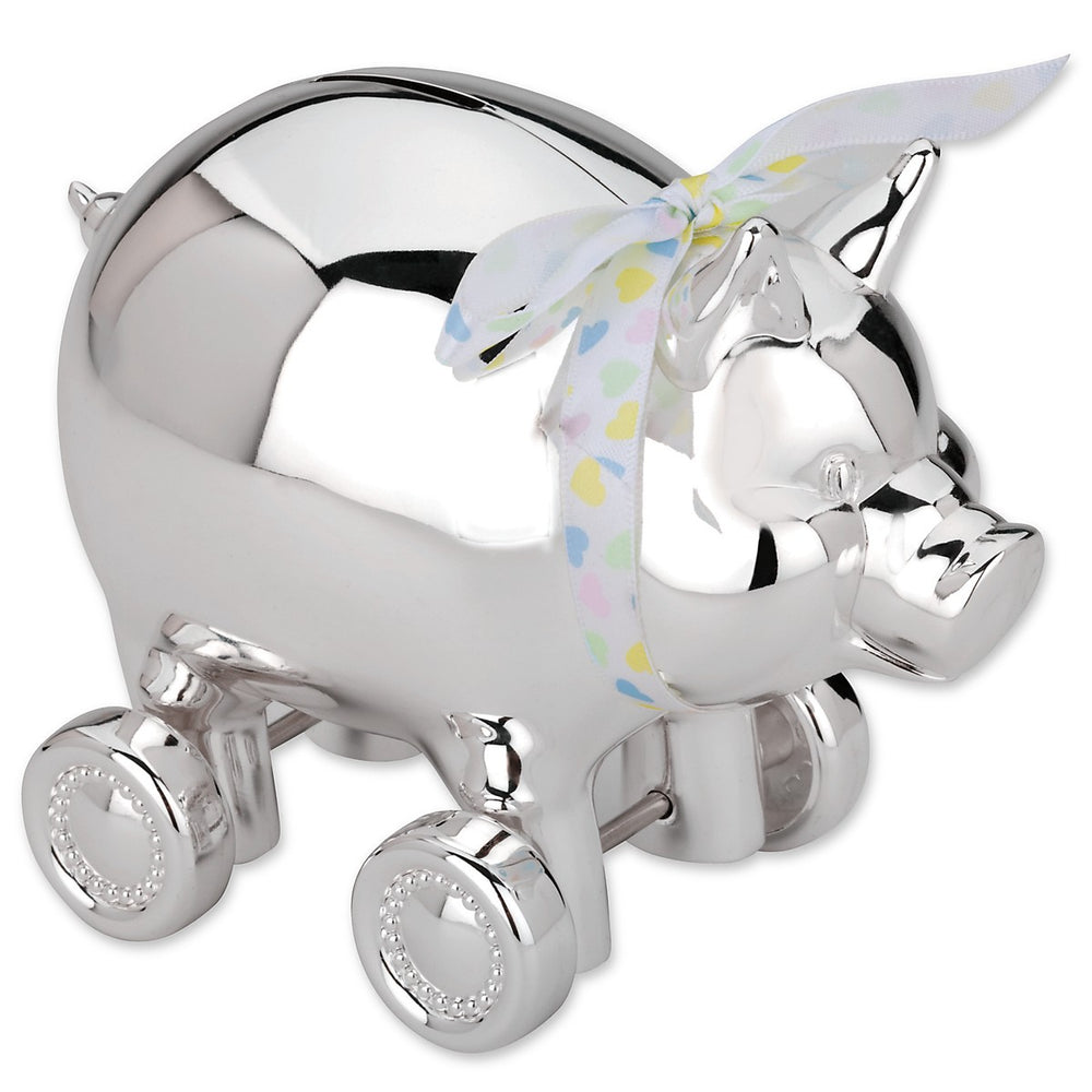 Lenox Reed and Barton Piggy with Wheels Silverplate Bank Metallic, NO COLOR METAL 640