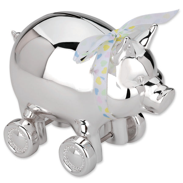 Lenox Reed and Barton Piggy with Wheels Silverplate Bank Metallic, NO COLOR METAL 640