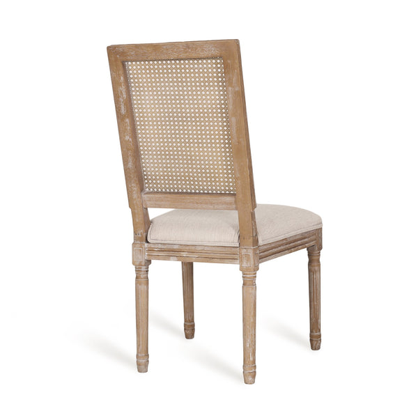 English Elm Dining Chair Set of Two with Cane Back Fluted Legs and Upholstered Seat French Style 71238.00BGENTL