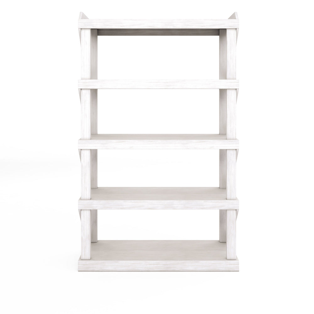 A.R.T. Furniture Post Etagere - Elegant Accent White Shelf With 5 Fixed Shelves & Gallery Rail For Stylish Storage White Ash & Pine Solid,Birch And Pine Veneer 288401-2655