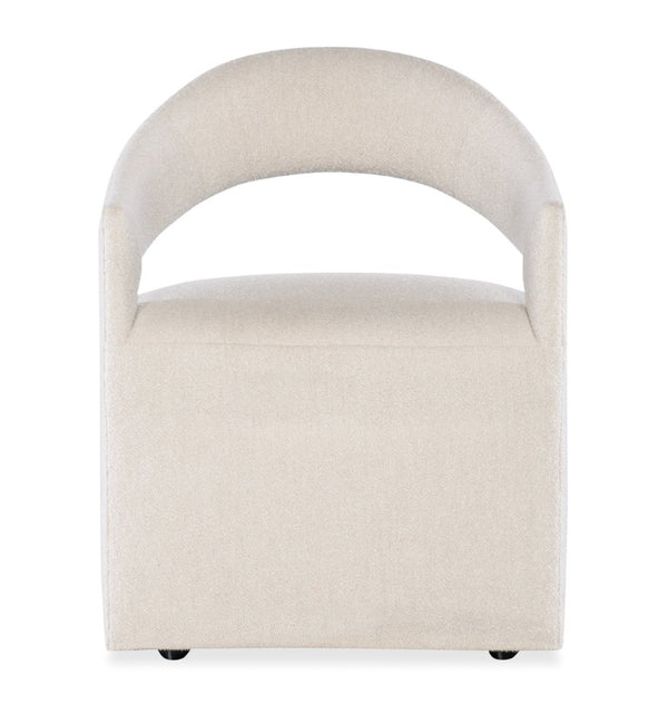 Hooker Furniture Modern Inverness Upholstered Arm Chair With Boucle Fabric, Metal Base & Casters For Small Spaces 6850-75500-05