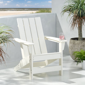 English Elm Encino Outdoor Adirondack Chair All Weather Resin Slatted Patio Seating 68172.00WHI