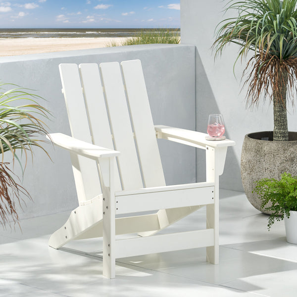English Elm Encino Outdoor Adirondack Chair All Weather Resin Slatted Patio Seating 68172.00WHI
