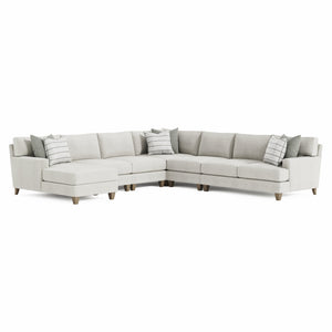 Bernhardt Bernhardt Mila 6-Piece Sectional With Left Chaise, Deep Plush Natural Fabric, Tapered Legs, Made-To-Order K1972