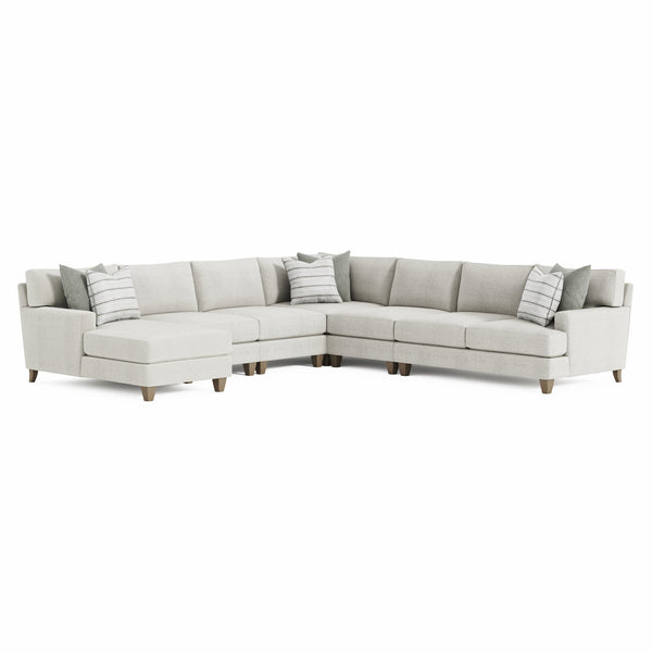Bernhardt Bernhardt Mila 6-Piece Sectional With Left Chaise, Deep Plush Natural Fabric, Tapered Legs, Made-To-Order K1972