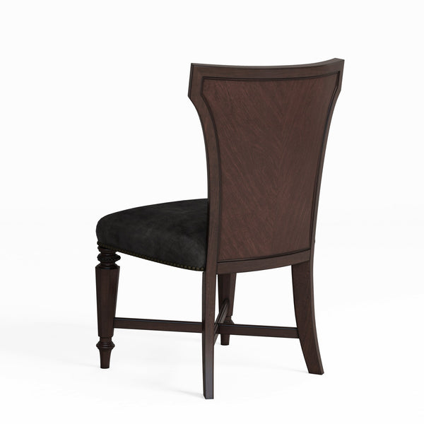 A.R.T. Furniture Revival Elegant Upholstered Side Chairs Set Of 2 - Traditional Charcoal Velvet With Mahogany Finish - Set Of 2 Black, Brown Rubberwood Solids,Quarter Mahogany Veneer,Foam,Fabric,Metal 328206-1730