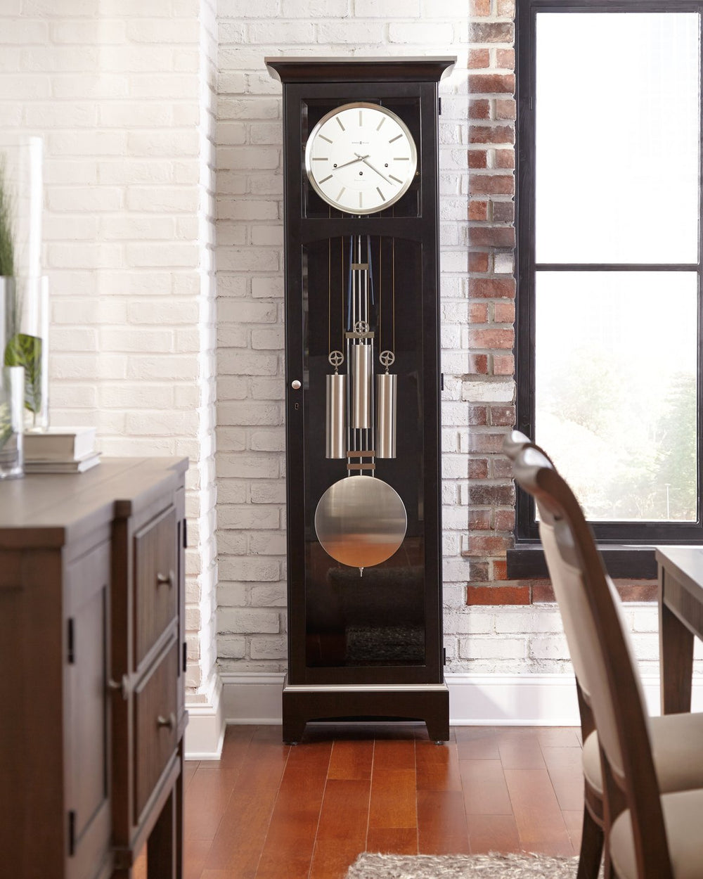 Hekman Furniture 660125 Elegant Black Grandfather Clock With Westminster Chime & Custom Nameplate By Howard Miller Black Satin Urban Iii Grandfather Clock 660125