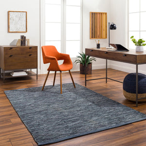 Surya Porter Glam Modern 2' X 3' Hand-woven Leather Rug - Unique Textured Design For Sophisticated Spaces Denim Leather Poe2300-23