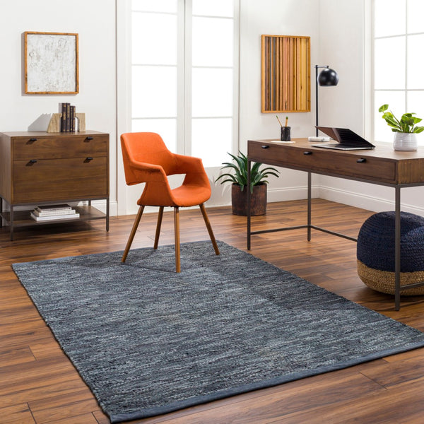 Surya Porter Glam Modern 2' X 3' Hand-woven Leather Rug - Unique Textured Design For Sophisticated Spaces Denim Leather Poe2300-23