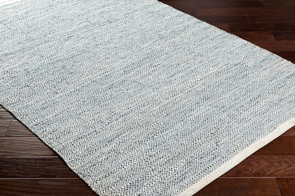 Surya Porter Glam Modern 2' X 3' Hand-woven Leather Rug - Unique Textured Design For Sophisticated Spaces Pale Blue Leather Poe2304-810