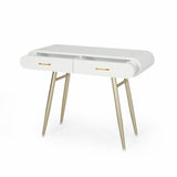 Christopher Knight Home® - Noble House - Dehaviland Modern Faux Wood Vanity Table, White And Champagne Gold