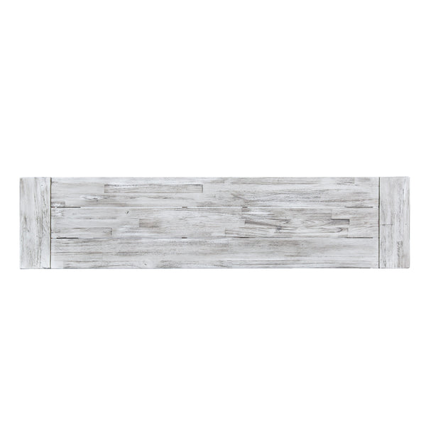 English Elm Dark Acacia Slatted Dining Bench Handcrafted with Iron Frame for Farmhouse Spaces Grey+Black 54562.00SGRY
