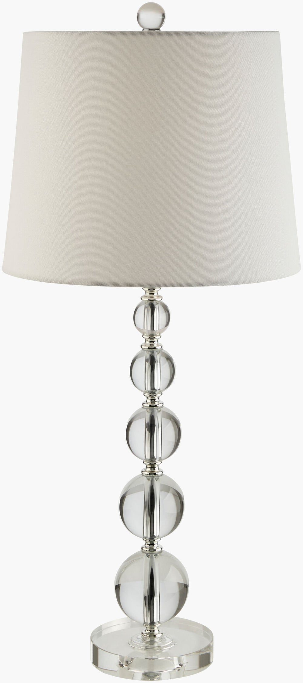 Surya Porsha Accent Table Lamp - 27" Stylish Crystal & Steel Design With Linen Shade For Home Elegance Body, Clear,Base, Clear,Shade, White,Finial, Clear,Cord, Translucent Crystal,Steel,Crystal,Linen,Crystal Poh-001