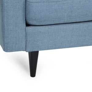 English Elm Jenny Button Tufted Waffle Stitch Fabric Sofa with Tapered Rubberwood Legs for Living Rooms 66890.00ABLU_66890.00BBLU