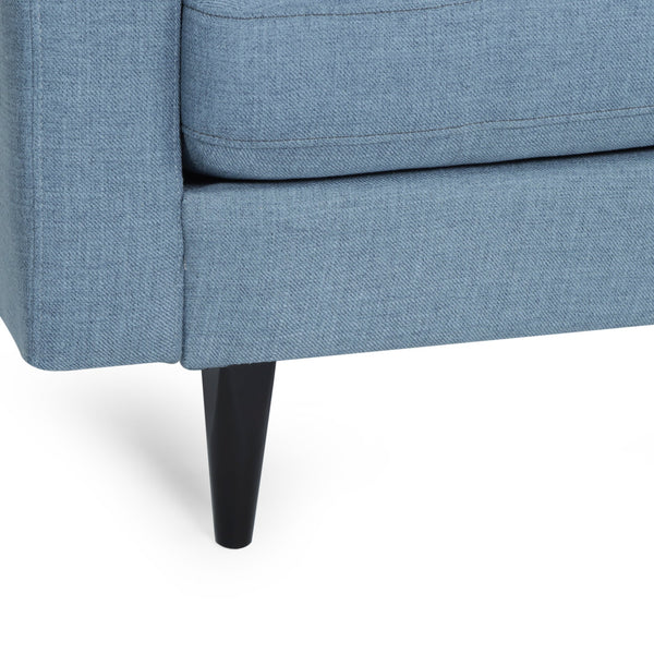 English Elm Jenny Button Tufted Waffle Stitch Fabric Sofa with Tapered Rubberwood Legs for Living Rooms 66890.00ABLU_66890.00BBLU