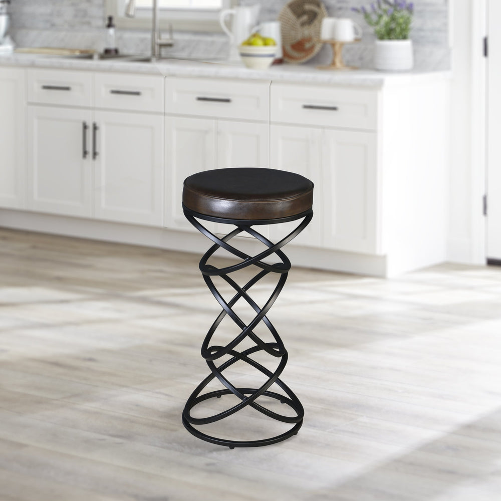 Porter Designs Polaris Leather Bar Stool - Modern Comfort With Striking Design For Contemporary Spaces Brown Leather 02-218-10-6796