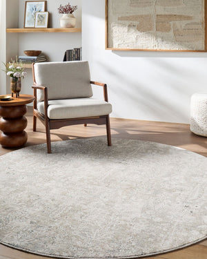 Livabliss Poetry Turkish Machine Woven Polyester Area Rug with Fringe for Living Rooms Cream, Light Sl 6'7" x 6'7" POI2300-67RD