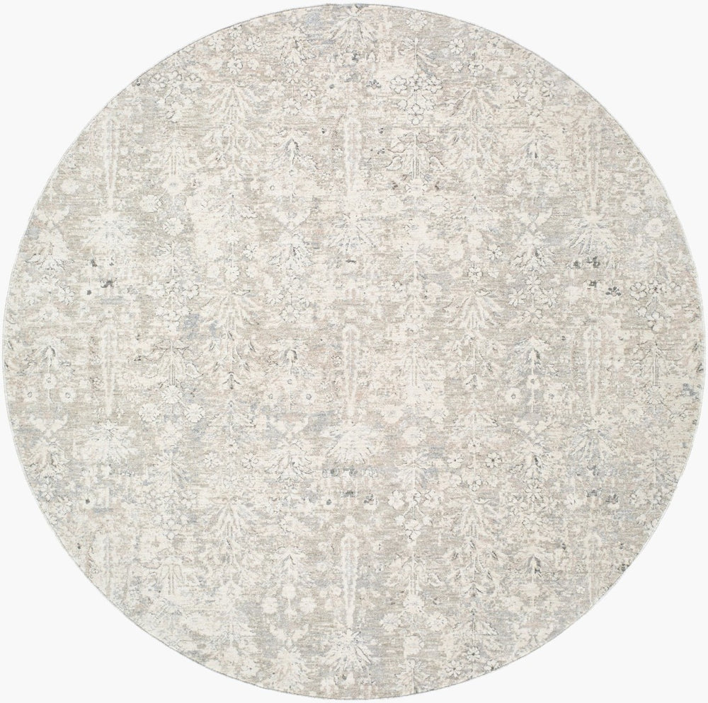 Livabliss Poetry Turkish Machine Woven Polyester Area Rug with Fringe for Living Rooms Cream, Light Sl 6'7" x 6'7" POI2300-67RD
