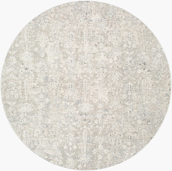 Livabliss Poetry Turkish Machine Woven Polyester Area Rug with Fringe for Living Rooms Cream, Light Sl 6'7" x 6'7" POI2300-67RD