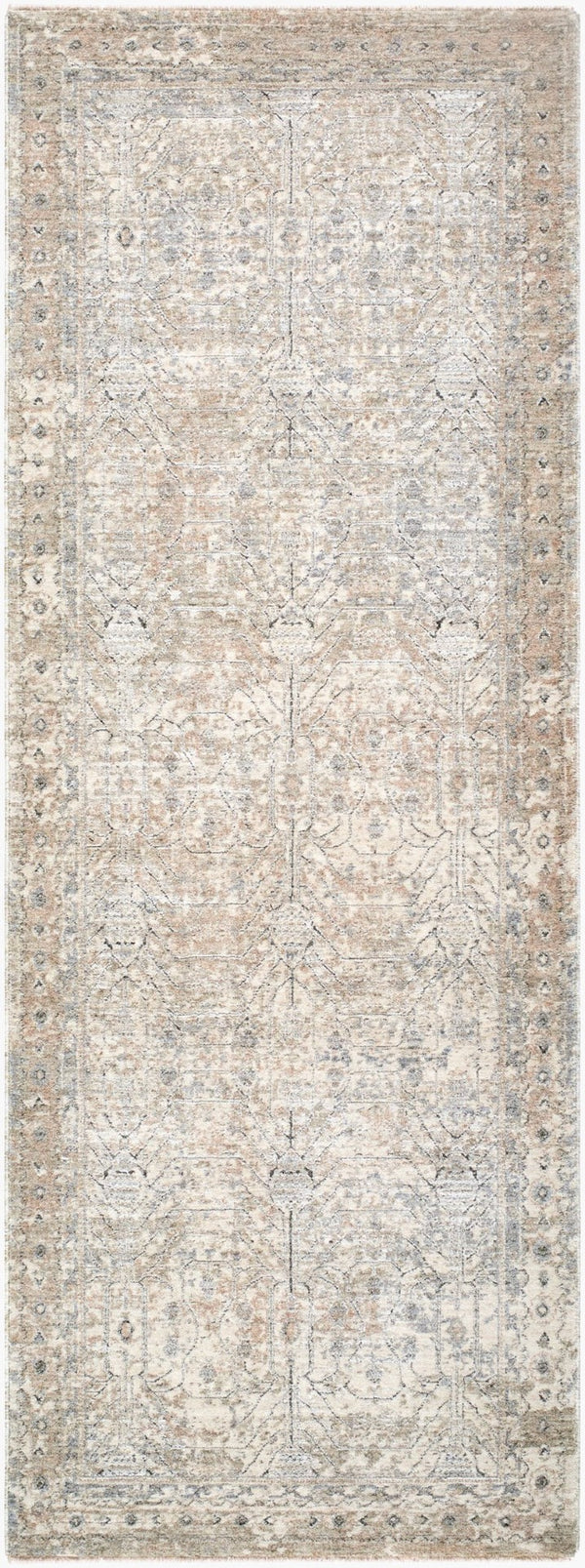 Livabliss Poetry Collection Medallion Area Rug Turkish Machine Woven Polyester with Fringe Accent Cream, Light Sl 2'7" x 10' POI2302-2710
