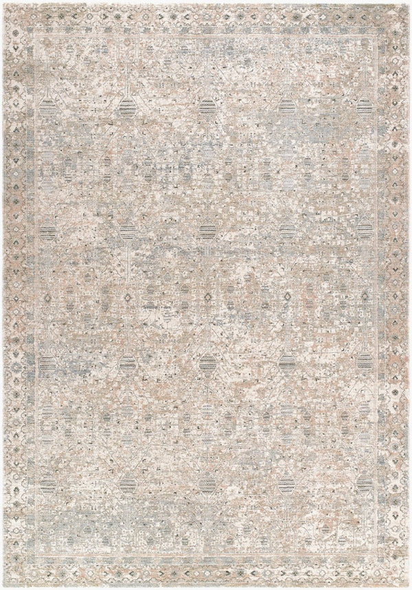 Livabliss Poetry Collection Medallion Area Rug Turkish Machine Woven Polyester with Fringe Accent Cream, Light Sl 2'7" x 3'11" POI2302-27311