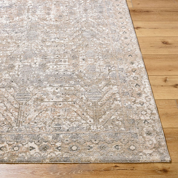 Livabliss Poetry Collection Medallion Area Rug Turkish Machine Woven Polyester with Fringe Accent Cream, Light Sl 7'10" x 10'2" POI2302-710102
