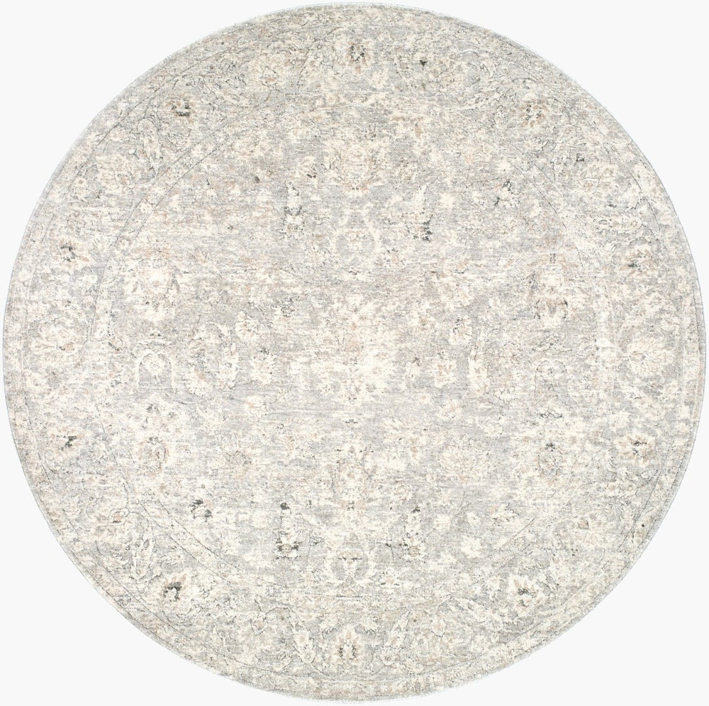 Livabliss Poetry Medallion Fringe Area Rug Polyester Woven Traditional Living Room Accent Cream, Light Sl 5'3" x 5'3" POI2303-53RD