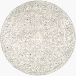 Livabliss Poetry Medallion Fringe Area Rug Polyester Woven Traditional Living Room Accent Cream, Light Sl 5'3" x 5'3" POI2303-53RD