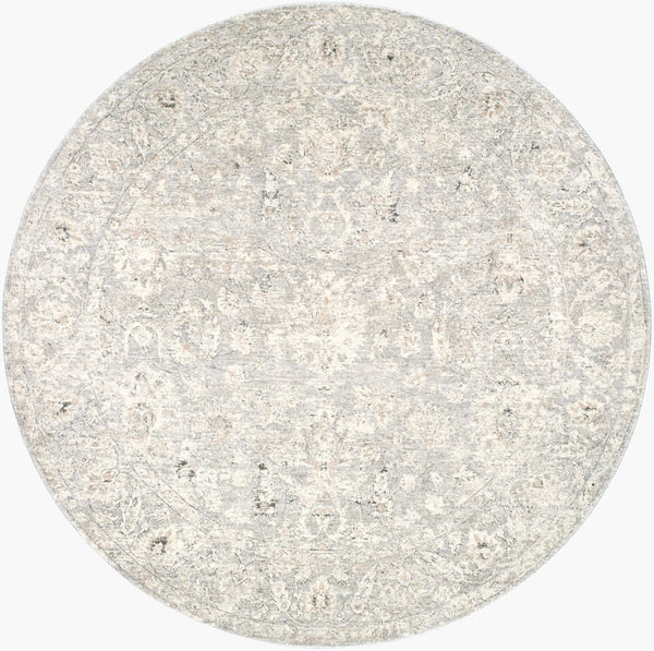 Livabliss Poetry Medallion Fringe Area Rug Polyester Woven Traditional Living Room Accent Cream, Light Sl 5'3" x 5'3" POI2303-53RD