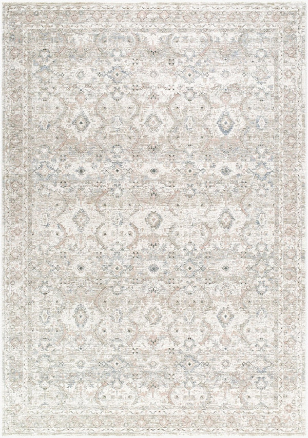 Livabliss Poetry Machine Woven Polyester Area Rug Ornate Traditional Pattern with Soft Fringe Border Light Slate, Cr 10' x 13'11" POI2304-101311