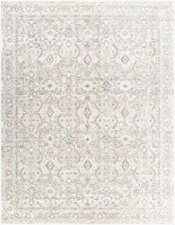 Livabliss Poetry Machine Woven Polyester Area Rug Ornate Traditional Pattern with Soft Fringe Border Light Slate, Cr 7'10" x 10'2" POI2304-710102