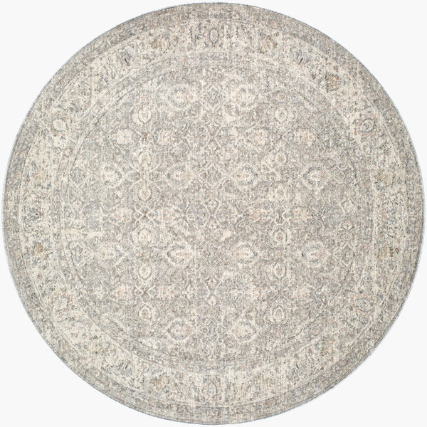 Livabliss Poetry Traditional Fringe Area Rug Turkish Woven Polyester for Living Room Bedroom Cream, Light Sa 7'10" x 7'10" POI2306-710RD