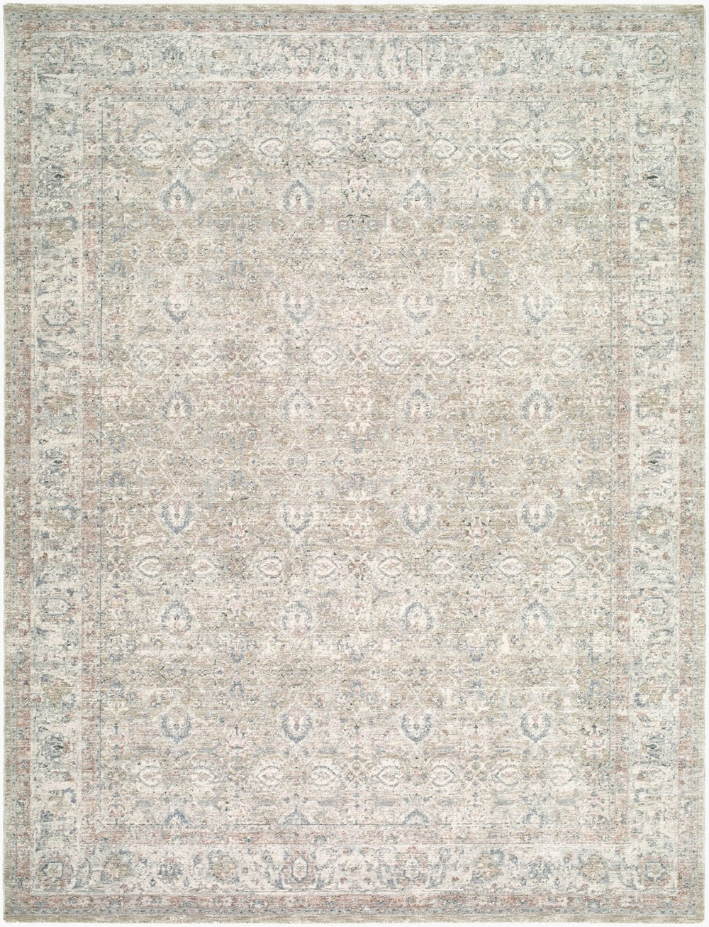 Livabliss Poetry Medallion Area Rug with Fringe Border for Formal Dining and Living Rooms Cream, Slate 2'7" x 10' POI2307-2710