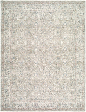 Livabliss Poetry Medallion Area Rug with Fringe Border for Formal Dining and Living Rooms Cream, Slate 2'7" x 10' POI2307-2710