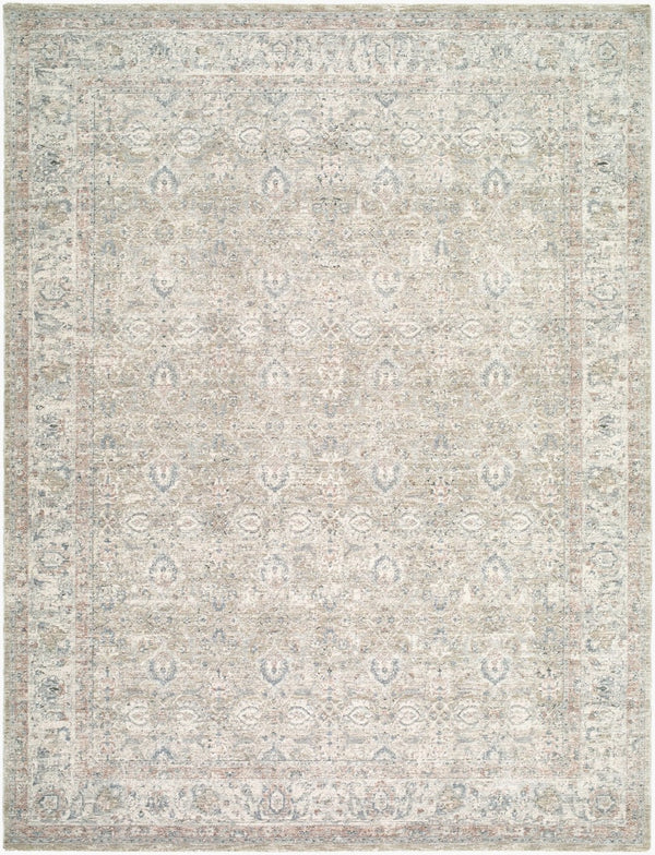 Livabliss Poetry Medallion Area Rug with Fringe Border for Formal Dining and Living Rooms Cream, Slate 2'7" x 10' POI2307-2710