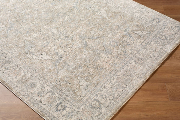 Livabliss Poetry Traditional Fringe Area Rug Machine Woven Polyester for Living and Dining Rooms Cream, Slate 9' x 12'2" POI2308-9122