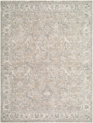 Livabliss Poetry Traditional Fringe Area Rug Machine Woven Polyester for Living and Dining Rooms Cream, Slate 9' x 12'2" POI2308-9122