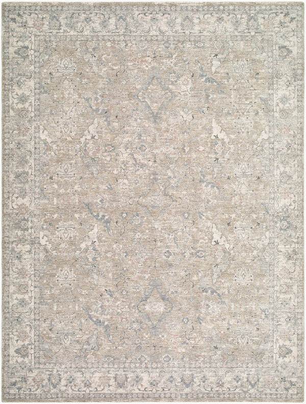 Livabliss Poetry Traditional Fringe Area Rug Machine Woven Polyester for Living and Dining Rooms Cream, Slate 9' x 12'2" POI2308-9122