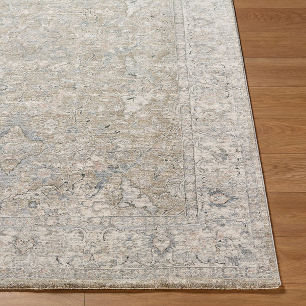 Livabliss Poetry Traditional Fringe Area Rug Machine Woven Polyester for Living and Dining Rooms Cream, Slate 9' x 12'2" POI2308-9122