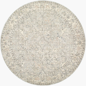Livabliss Poetry Traditional Fringe Area Rug Machine Woven Polyester for Large Living Rooms Slate, Cream 6'7" x 6'7" POI2309-67RD