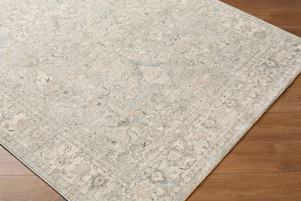 Livabliss Poetry Traditional Fringe Area Rug Machine Woven Polyester for Large Living Rooms Slate, Cream 6'7" x 9'6" POI2309-6796