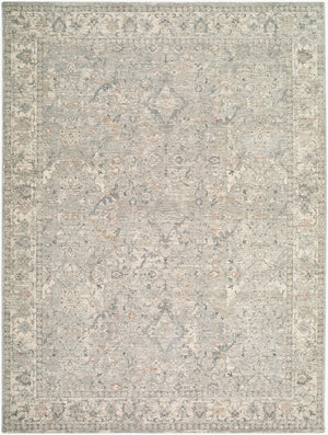 Livabliss Poetry Traditional Fringe Area Rug Machine Woven Polyester for Large Living Rooms Slate, Cream 6'7" x 9'6" POI2309-6796
