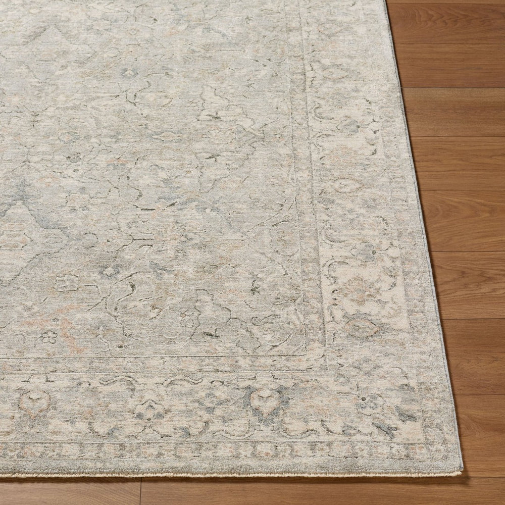 Livabliss Poetry Traditional Fringe Area Rug Machine Woven Polyester for Large Living Rooms Slate, Cream 6'7" x 9'6" POI2309-6796