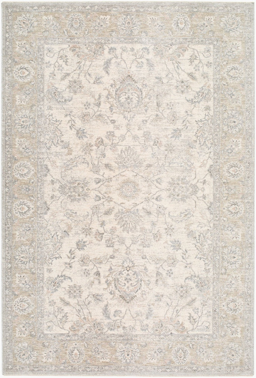 Livabliss Poetry Turkish Style Machine Woven Polyester Area Rug with Fringe for Living Rooms Cream, Light Be 6'7" x 9'6" POI2311-6796
