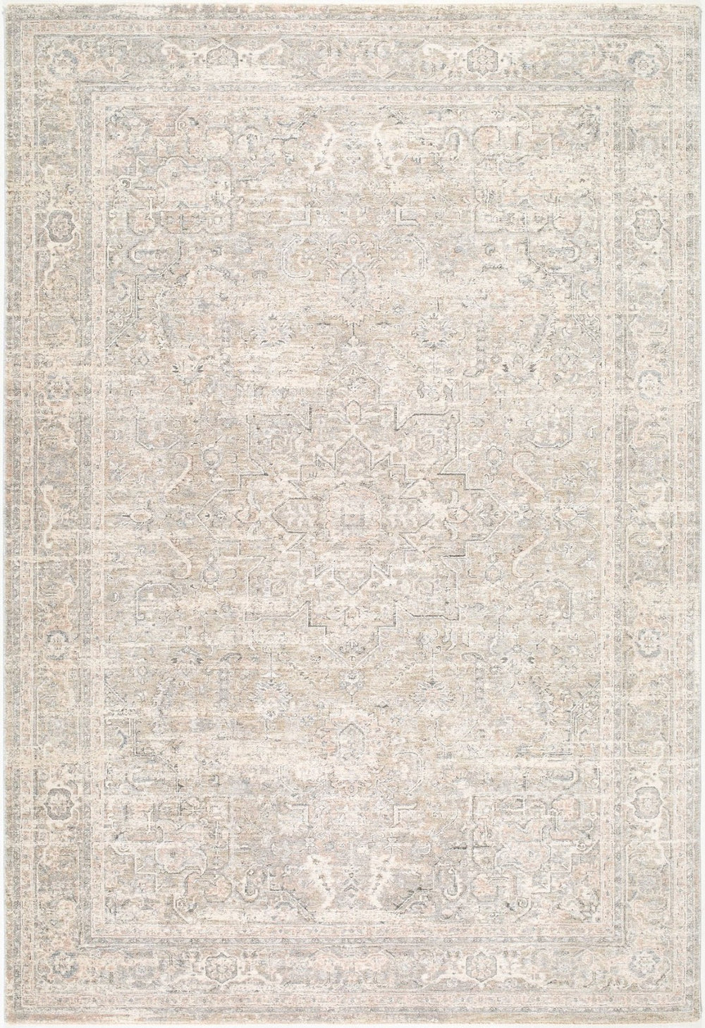 Livabliss Poetry Traditional Medallion Persian Area Rug Fringe Polyester Living Room Dining Cream, Light Be 9' x 12'2" POI2312-9122
