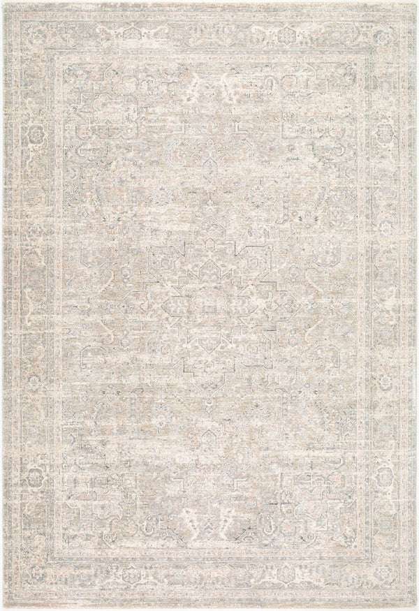 Livabliss Poetry Traditional Medallion Persian Area Rug Fringe Polyester Living Room Dining Cream, Light Be 9' x 12'2" POI2312-9122
