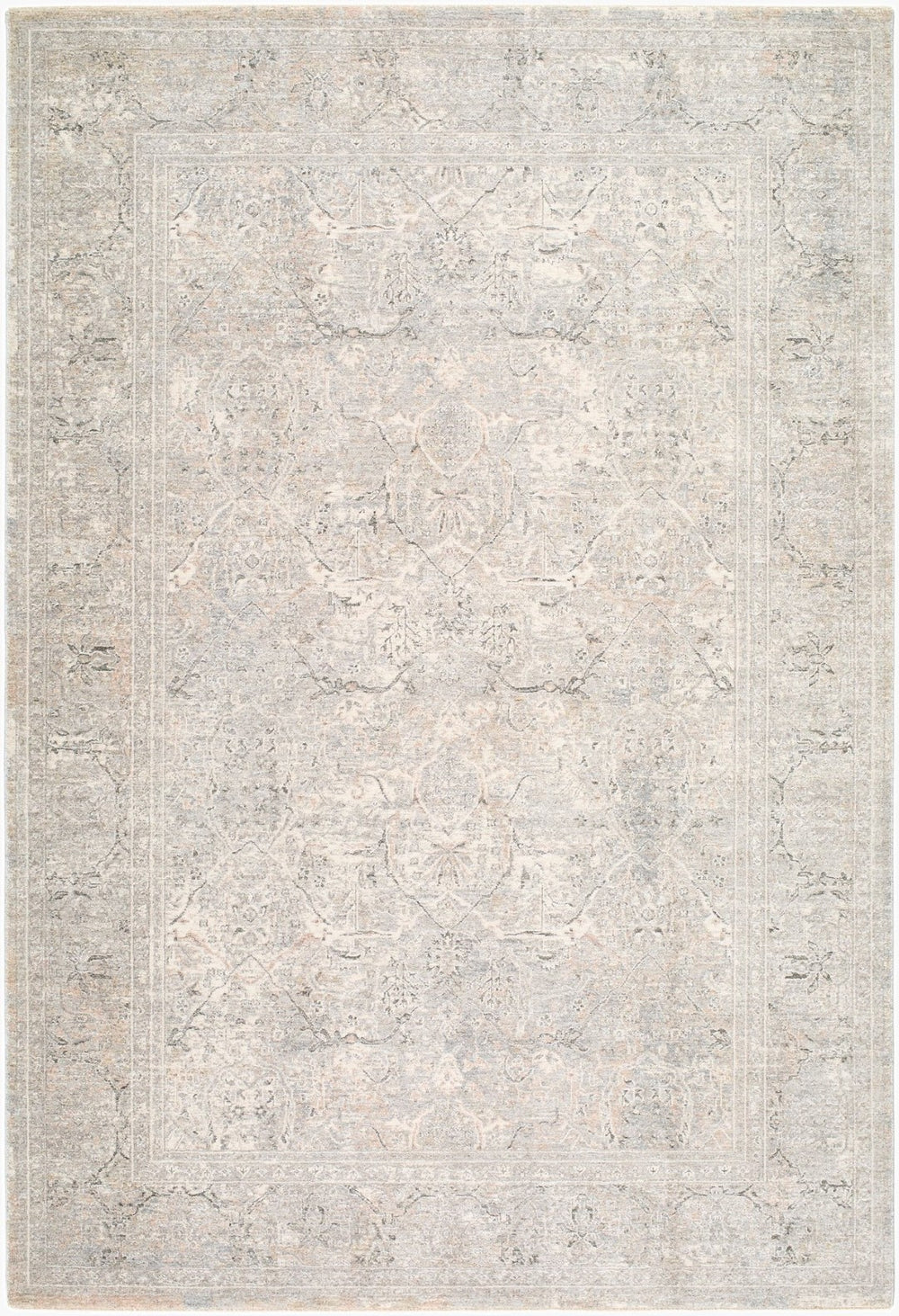Livabliss Poetry Traditional Polyester Area Rug with Fringe for Living Room High Traffic Floors Cream, Light Gr 2'7" x 10' POI2315-2710