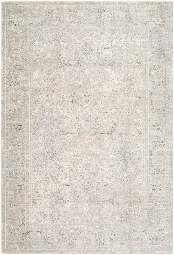 Livabliss Poetry Traditional Polyester Area Rug with Fringe for Living Room High Traffic Floors Cream, Light Gr 2'7" x 10' POI2315-2710