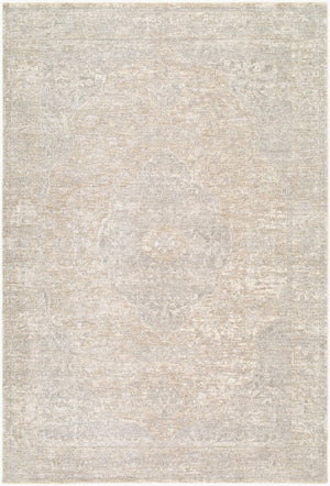 Livabliss Poetry Collection Medallion Area Rug Turkish Woven Polyester with Fringe for Living Room Light Beige, Li 7'10" x 10'2" POI2316-710102